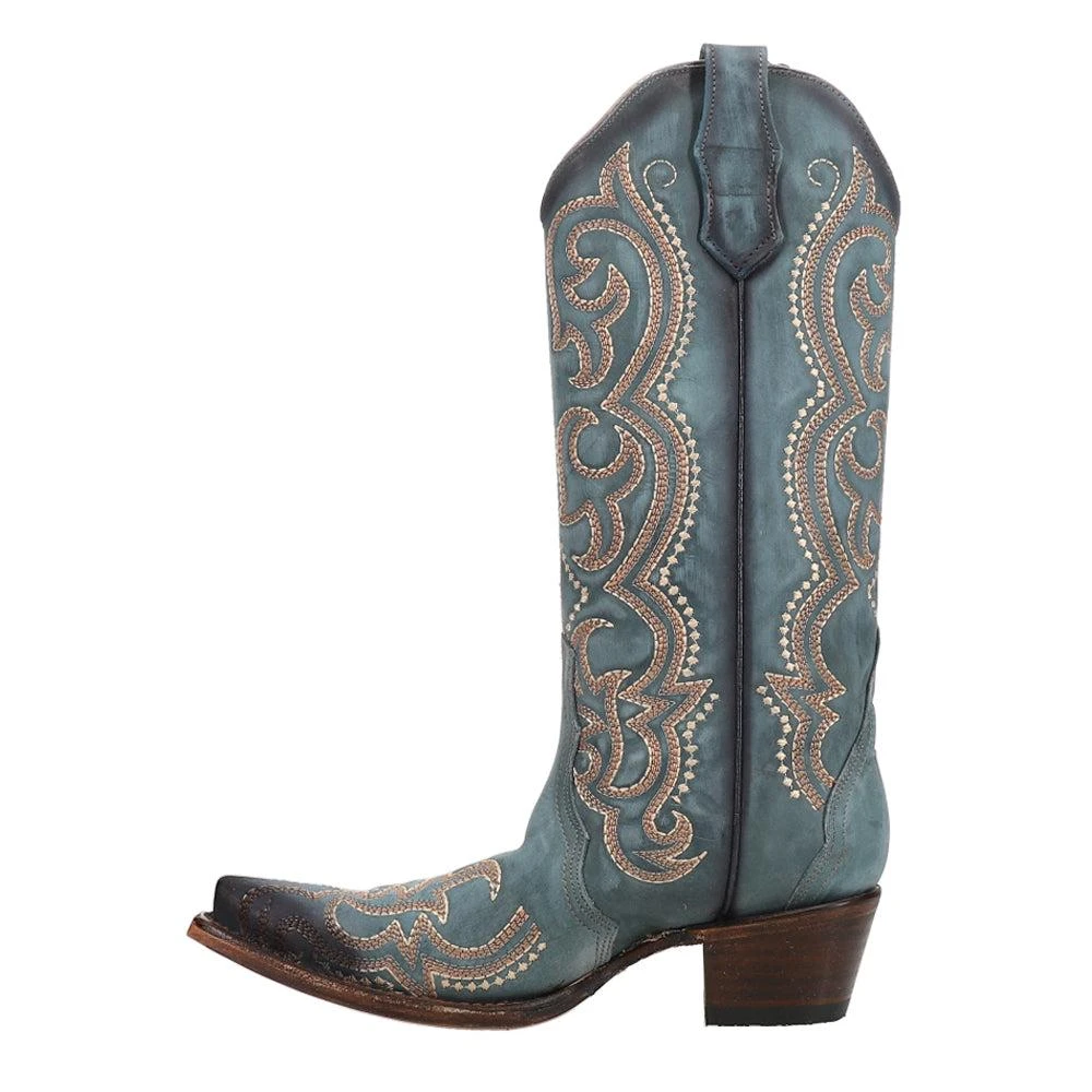 Corral Boots LD Blue Jean Embroidered Snip Toe Cowboy Boots 3