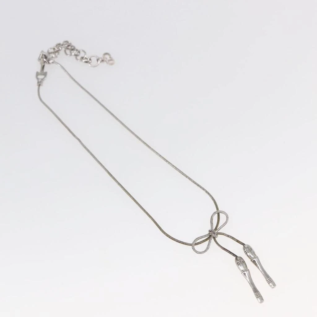 Dior Bow Cd Pendant Necklace Metal With Crystal Metal Jewelry (Pre-Owned)