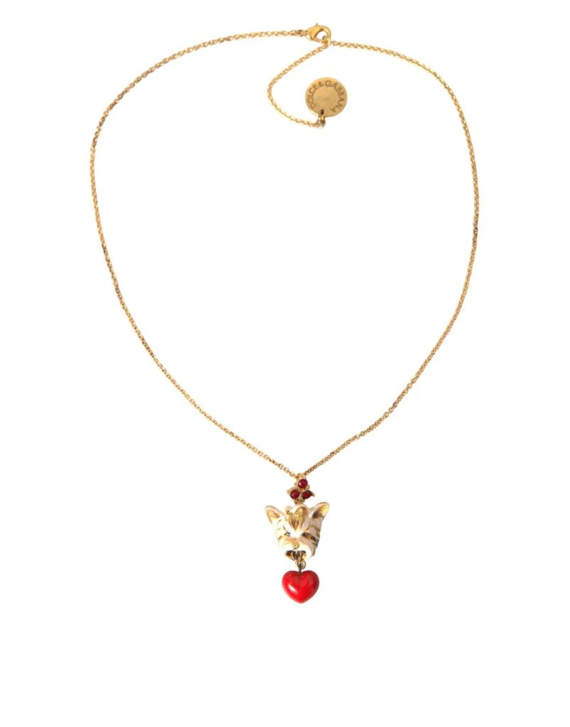 Dolce
Gabbana Brass Chain Dog Heart Pendant Charm Women
s Necklace