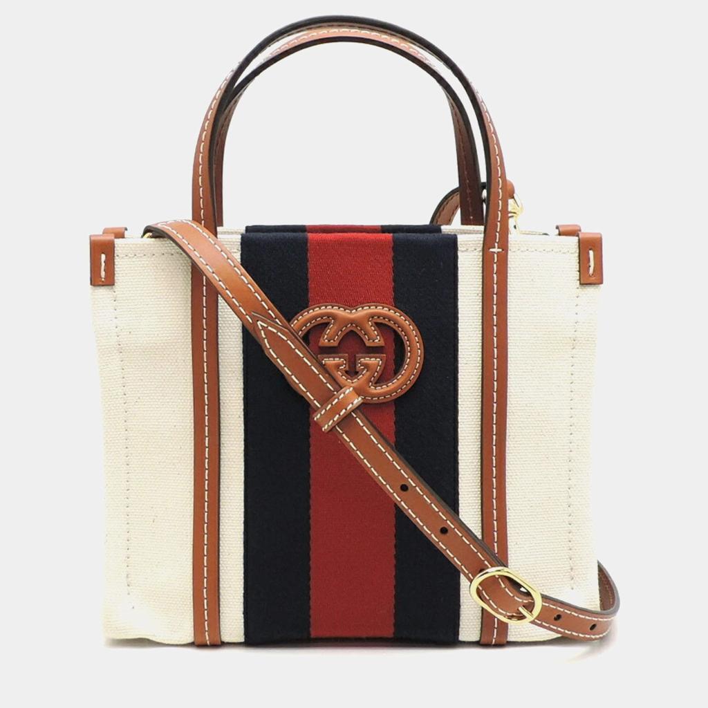 Gucci Gucci Canvas White Interlocking G Tote Bag