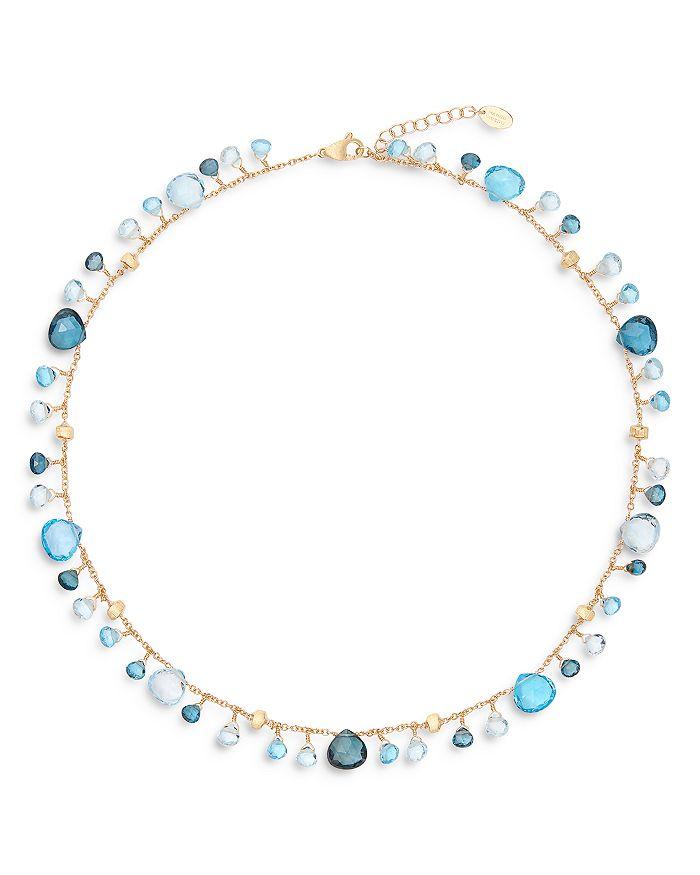 Marco Bicego 18K Yellow Gold Paradise Topaz London Blue & Swiss Blue Topaz Dangling Collar Necklace, 16.5-18"