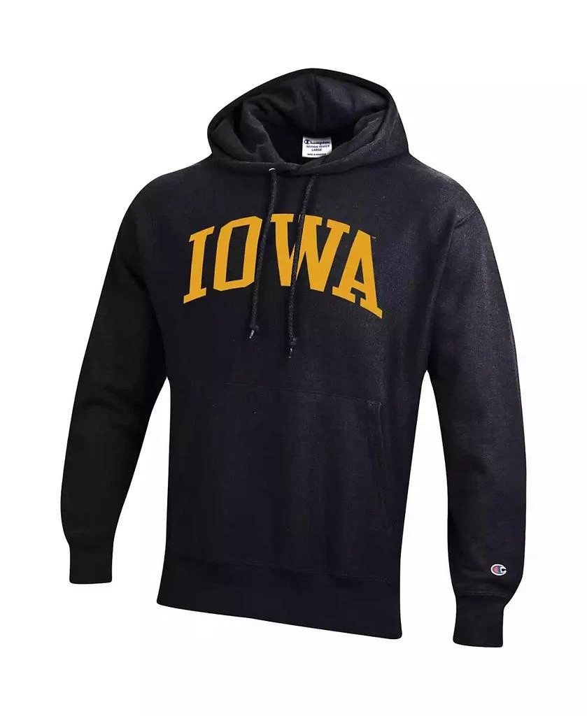 Champion Men's Black Iowa Hawkeyes Team Arch Reverse Weave Pullover Hoodie 3