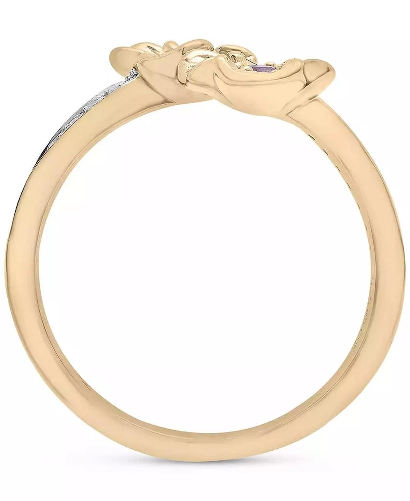 Macy's Amethyst (1/10 ct. t.w.) & Diamond Accent Flower Bypass Ring in 14k Gold-Plated Sterling Silver 3