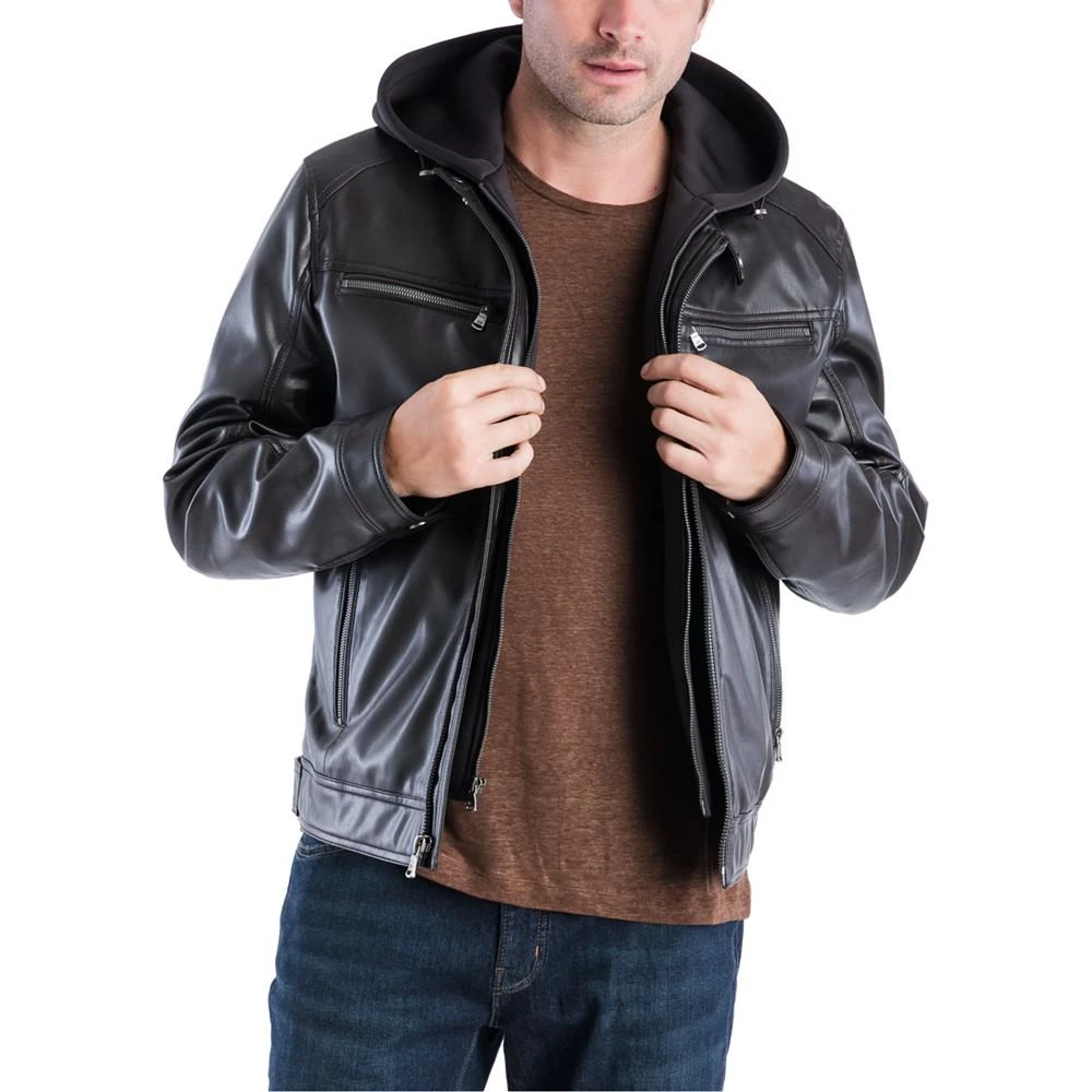 Michael Kors MICHAEL Kors Men's Faux-Leather Hooded Bomber Jacket, Created for Macy's 3