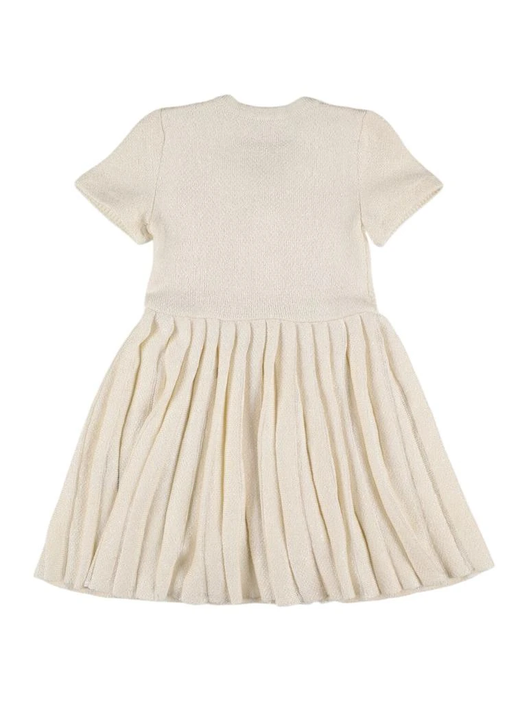 SELF-PORTRAIT Pleated Cotton Blend Dress W/appliqués 2