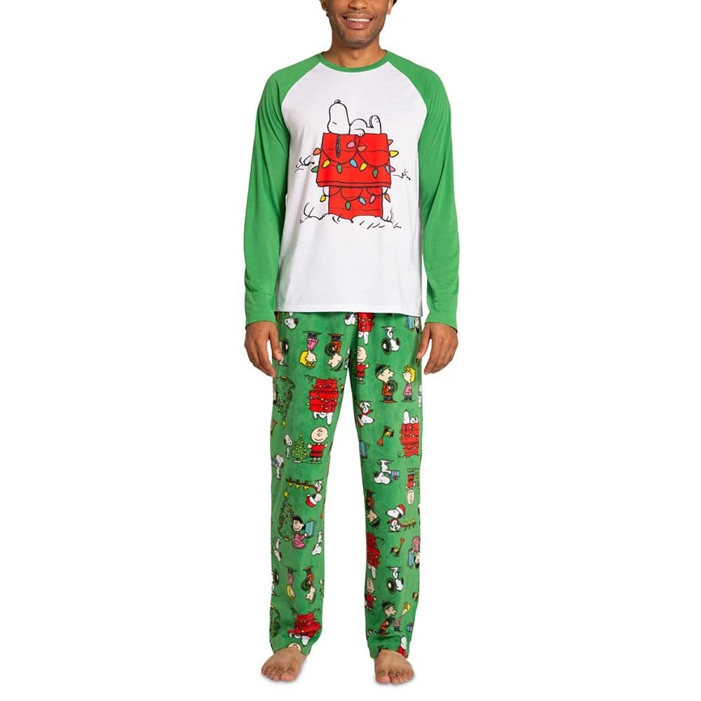 Briefly Stated Matching Men's Peanuts Raglan-Sleeve Top and Pajama Pants Set 1