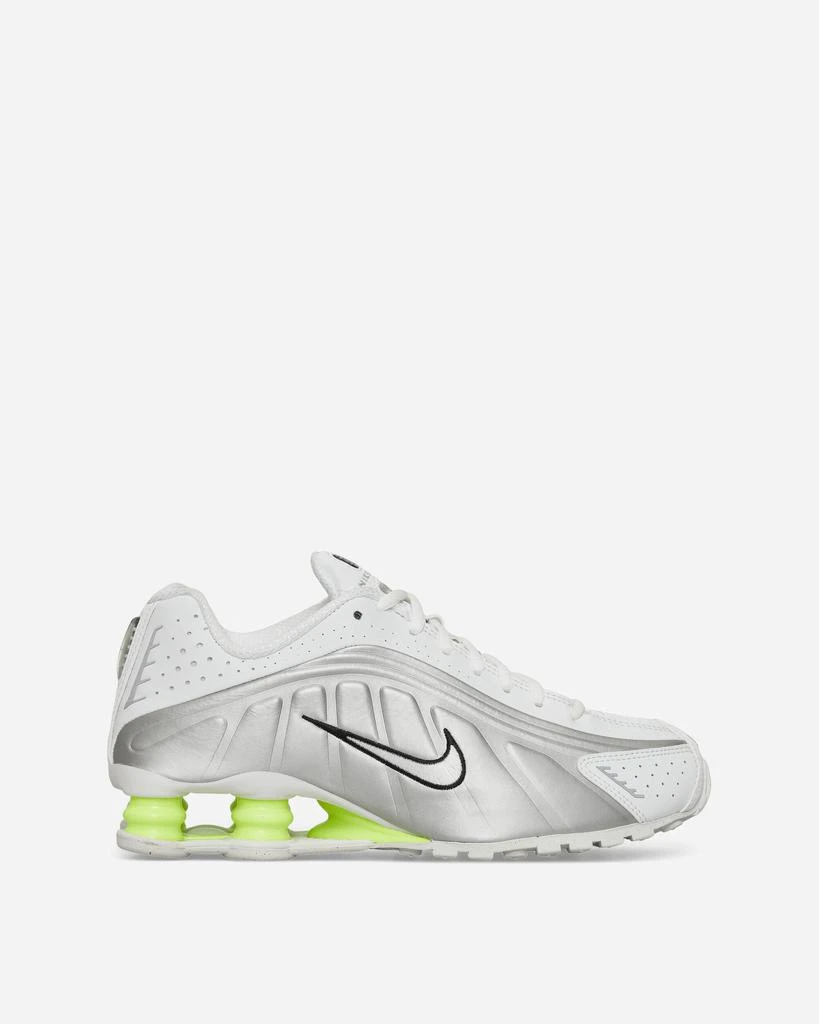 NIKE Women's Shox R4 Sneakers White / Metallic Silver / Volt 1