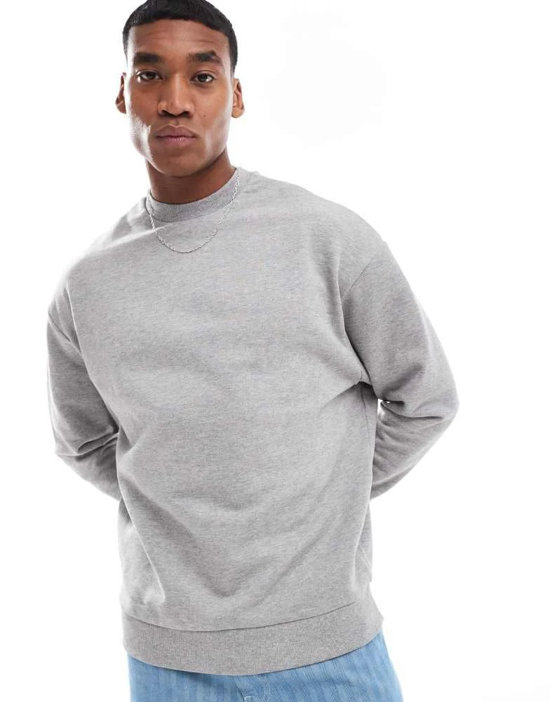 ASOS ASOS DESIGN essential oversized sweatshirt in grey marl 1