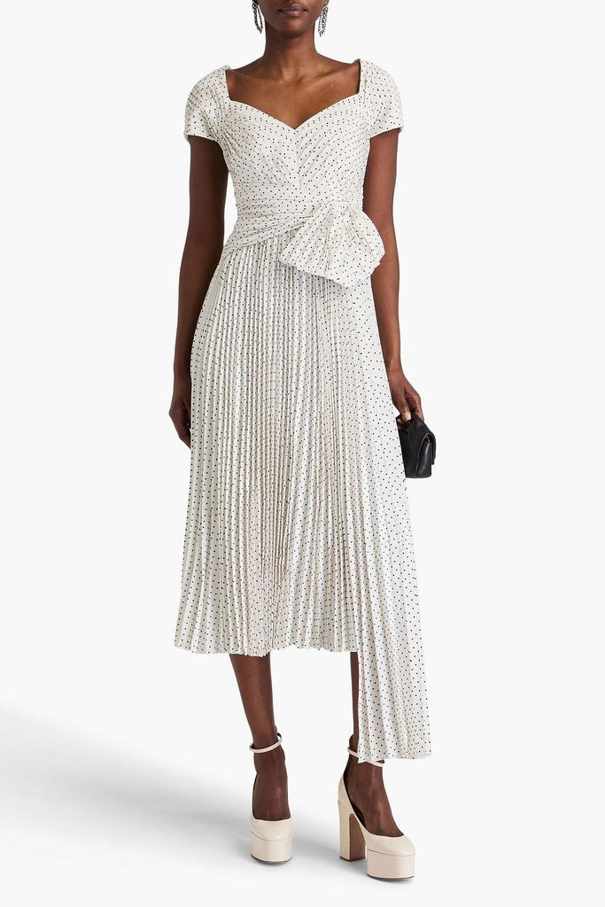 Huishan Zhang Tabitha asymmetric polka-dot crepe de chine midi dress