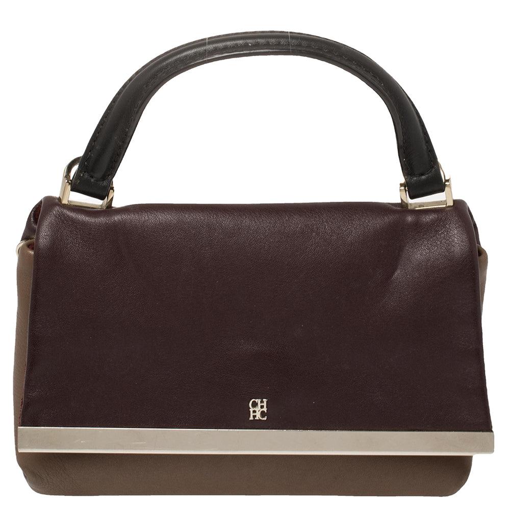 Carolina Herrera Carolina Herrera Bicolor Leather Top Handle Bag