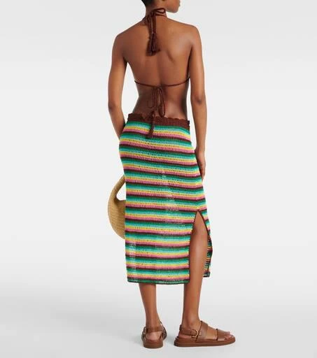 ANNA KOSTUROVA Striped crochet cotton midi skirt 3