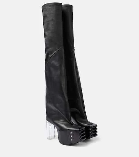 Rick Owens Platform leather over-the-knee boots 1