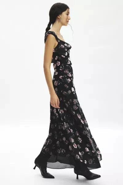 For Love & Lemons For Love & Lemons Aigrette Floral Velvet Burnout Maxi Dress 1