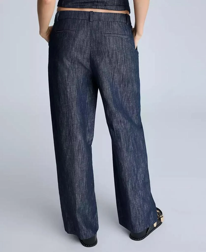 Kenneth Cole Women's Fly Front High Rise Wide-Leg Denim Pants 2