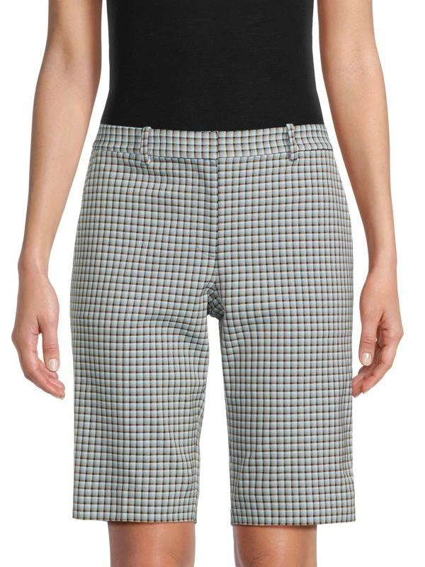 Theory Treeca Checked Flat Front Shorts 1
