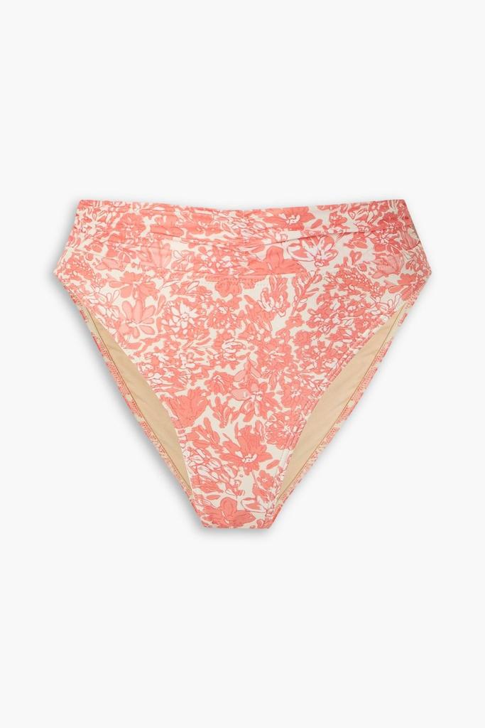 Peony Ruched floral-print high-rise bikini briefs
