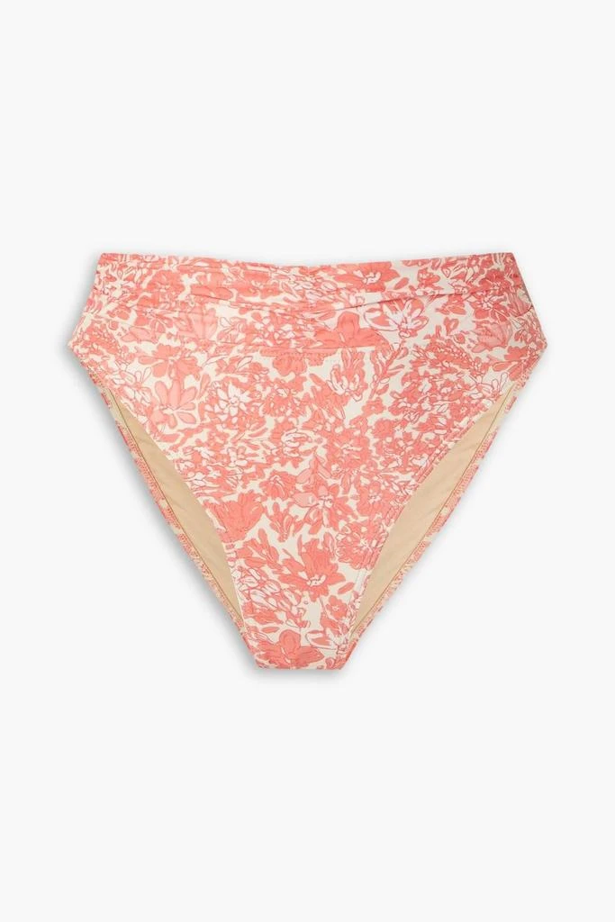 Peony Ruched floral-print high-rise bikini briefs 1