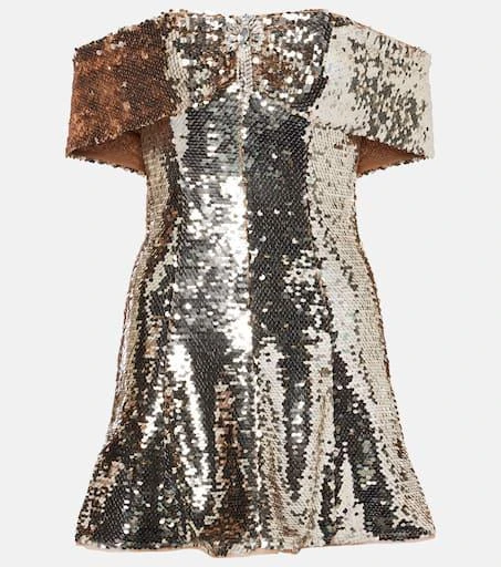 Self Portrait Off-shoulder sequined minidress 1
