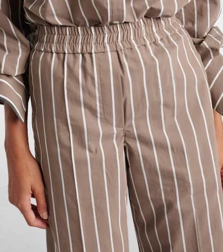 Brunello Cucinelli Striped cotton-blend wide-leg pants 4