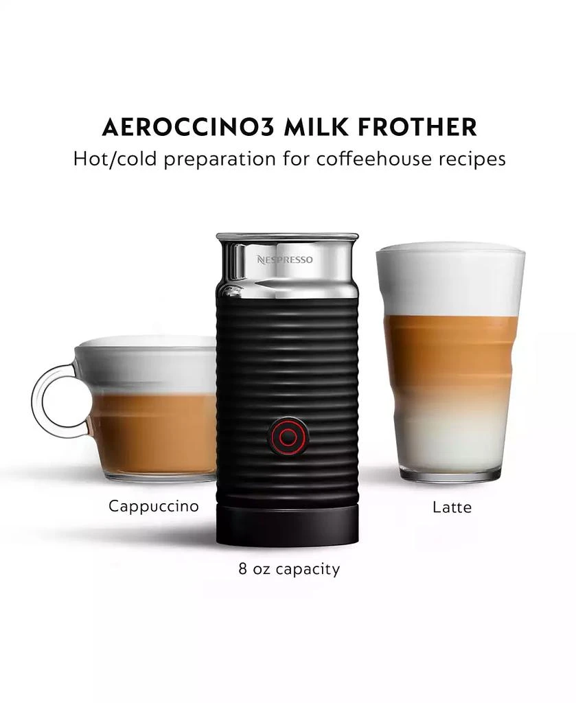 Nespresso Vertuo Coffee and Espresso Machine by Breville, Chrome with Aeroccino Milk Frother 6