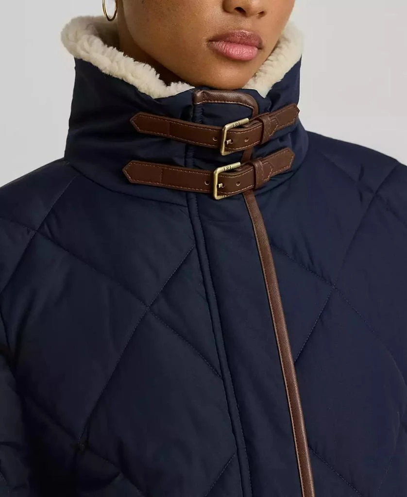 Ralph Lauren Women's Faux-Fur-Collar Diamond Quilted Jacket 3