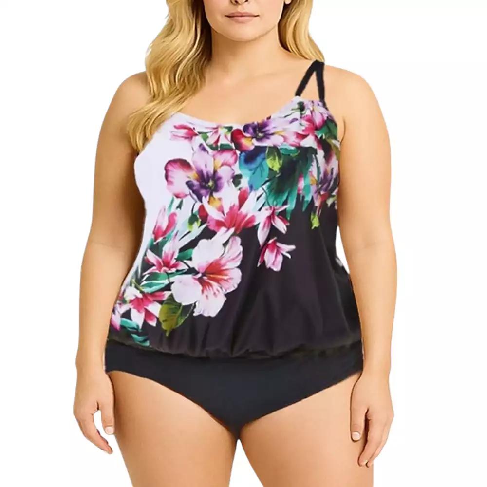 Swimsuits for All Women's Loop Strap Blouson Tankini Top