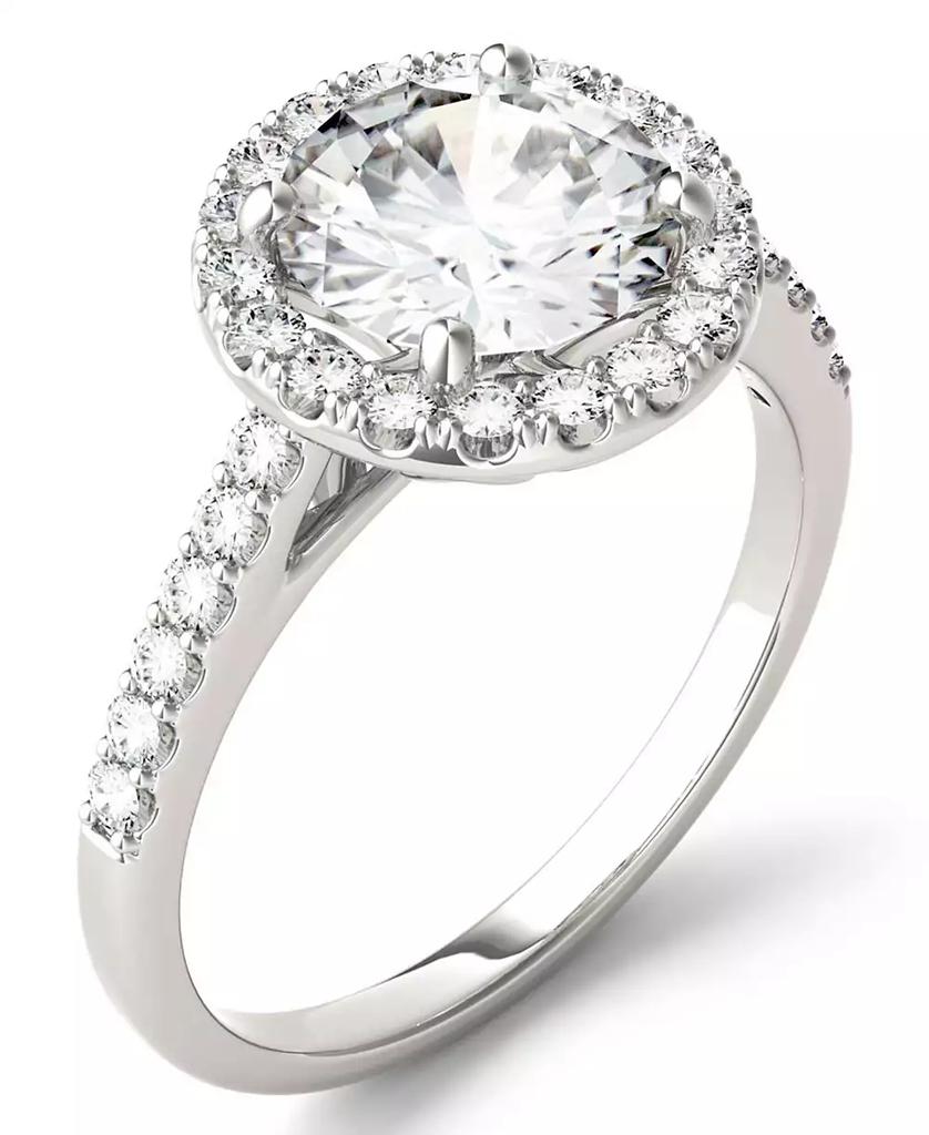 Charles & Colvard Moissanite Round Halo Ring (2-1/3 ct. tw. Diamond Equivalent) in 14k White Gold