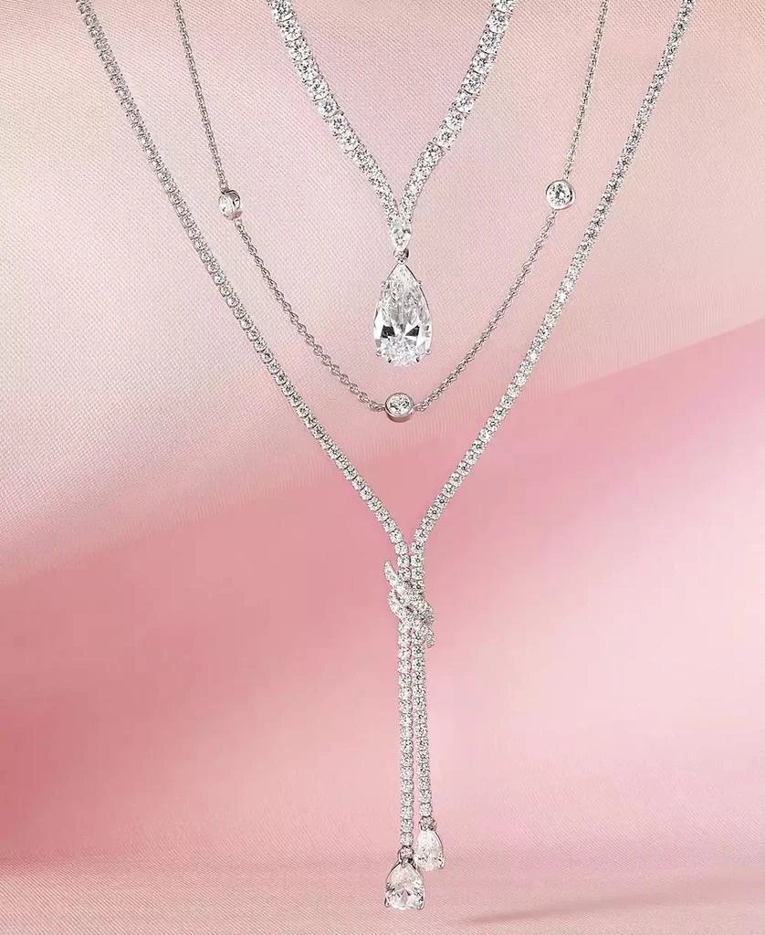 Arabella Cubic Zirconia Pear & Round 18" Fancy Pendant Necklace in Sterling Silver 4