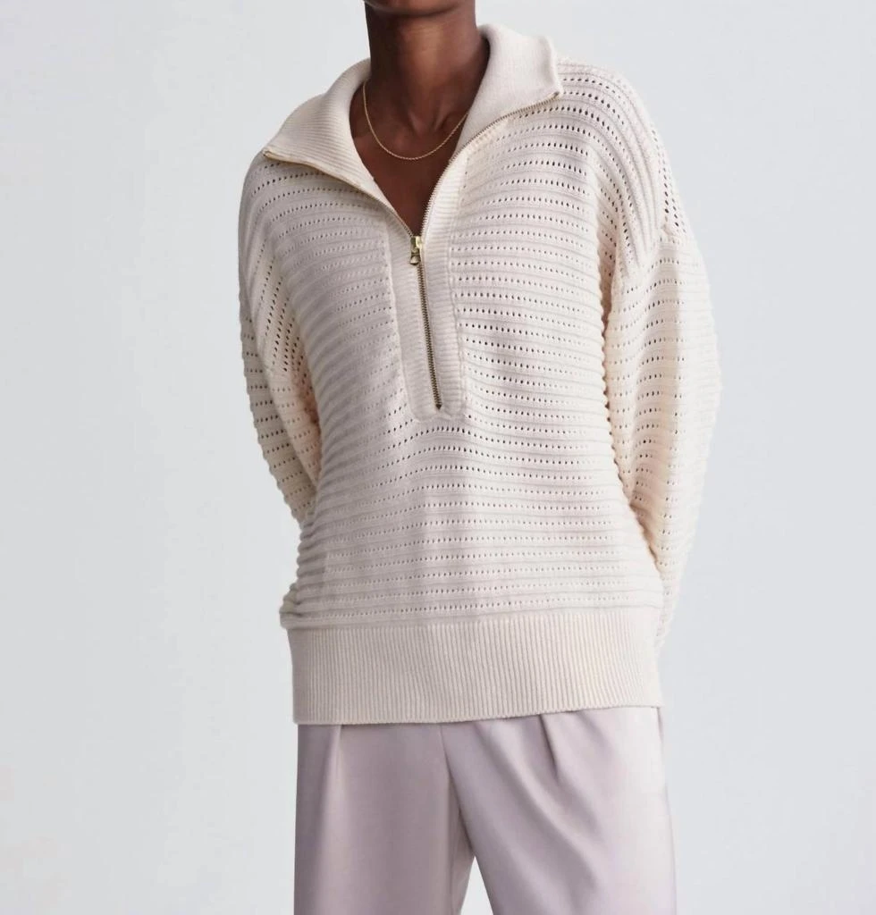Varley Varley - Tara Pointelle Half-zip Knit Pullover 6