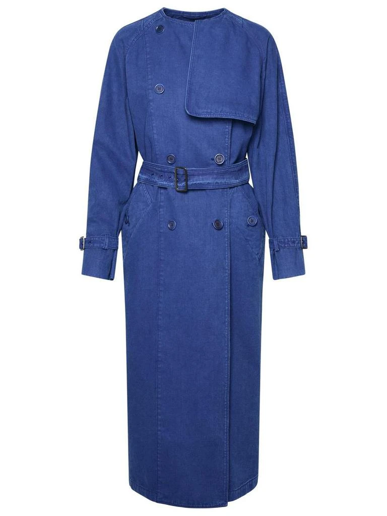 Max Mara Max Mara 'Calao' Blue Cotton Trench Coat 1