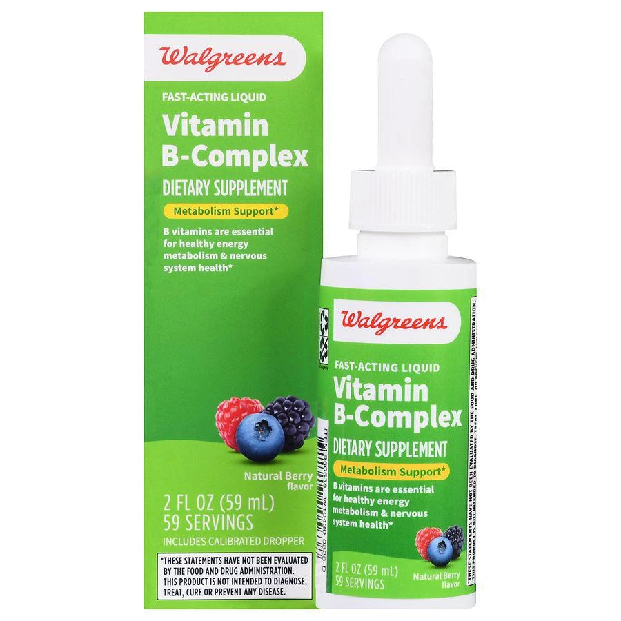 Walgreens Vitamin B-Complex Fast-Acting Liquid Natural Berry 1