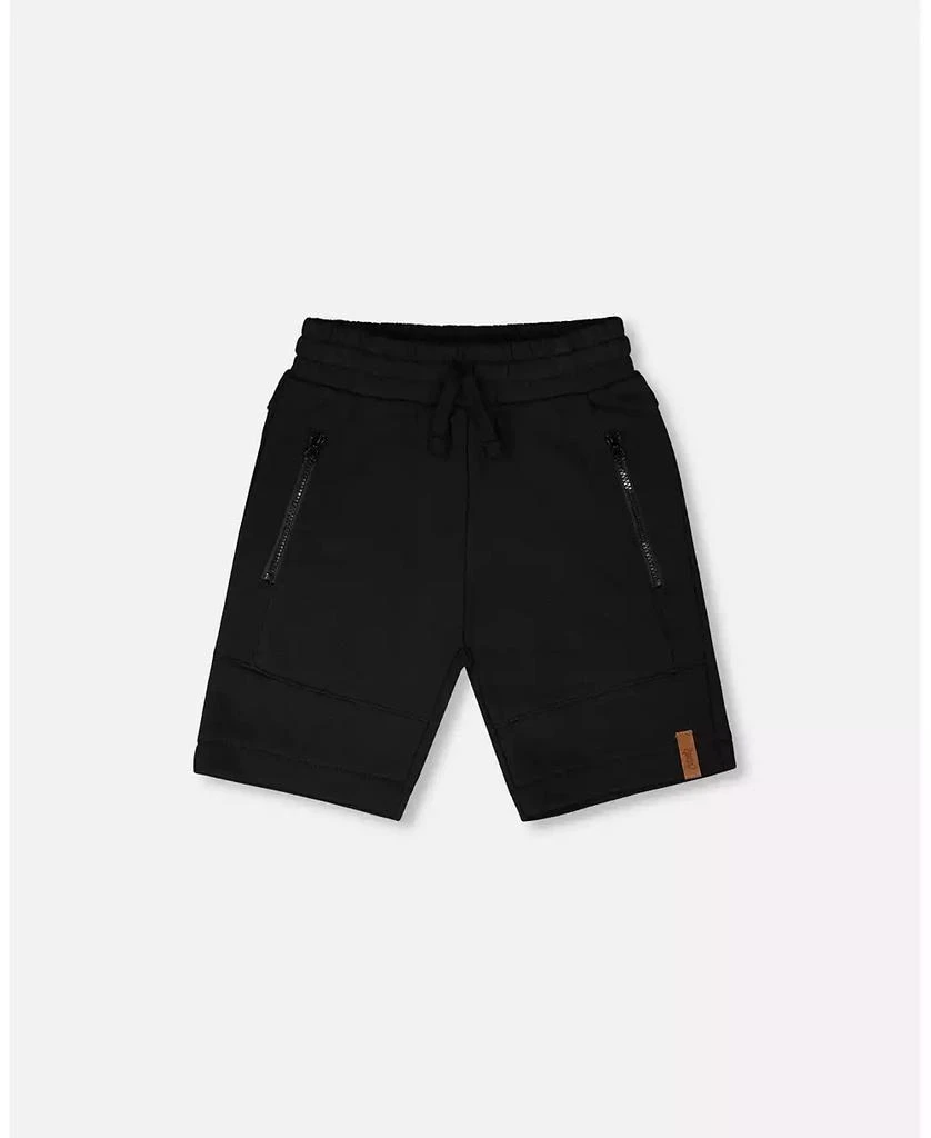 Deux par Deux Toddler Boys French Terry Shorts with Cross Seams Black - Toddler|Child