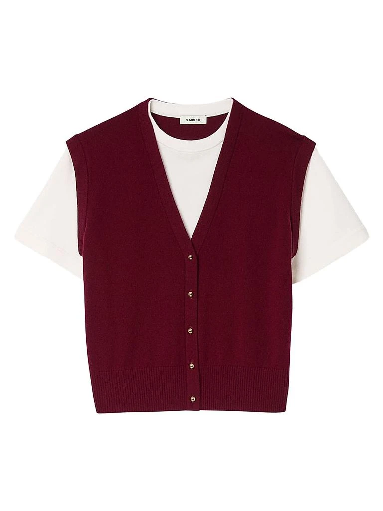Sandro Two-Tone Wool and Cashmere Sweater 1