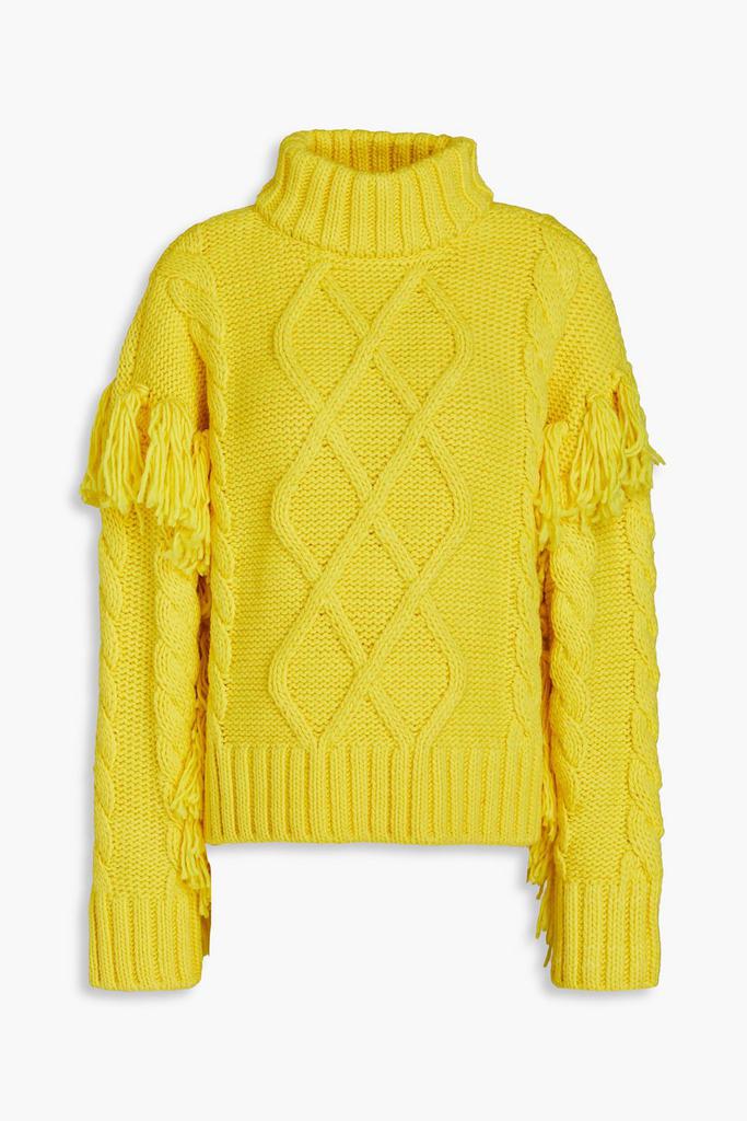 Goldbergh Brit fringed cable-knit turtleneck sweater