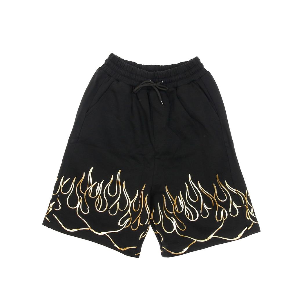 IHS Short Tracksuit Pants Men 3d Print Flames Shorts Black