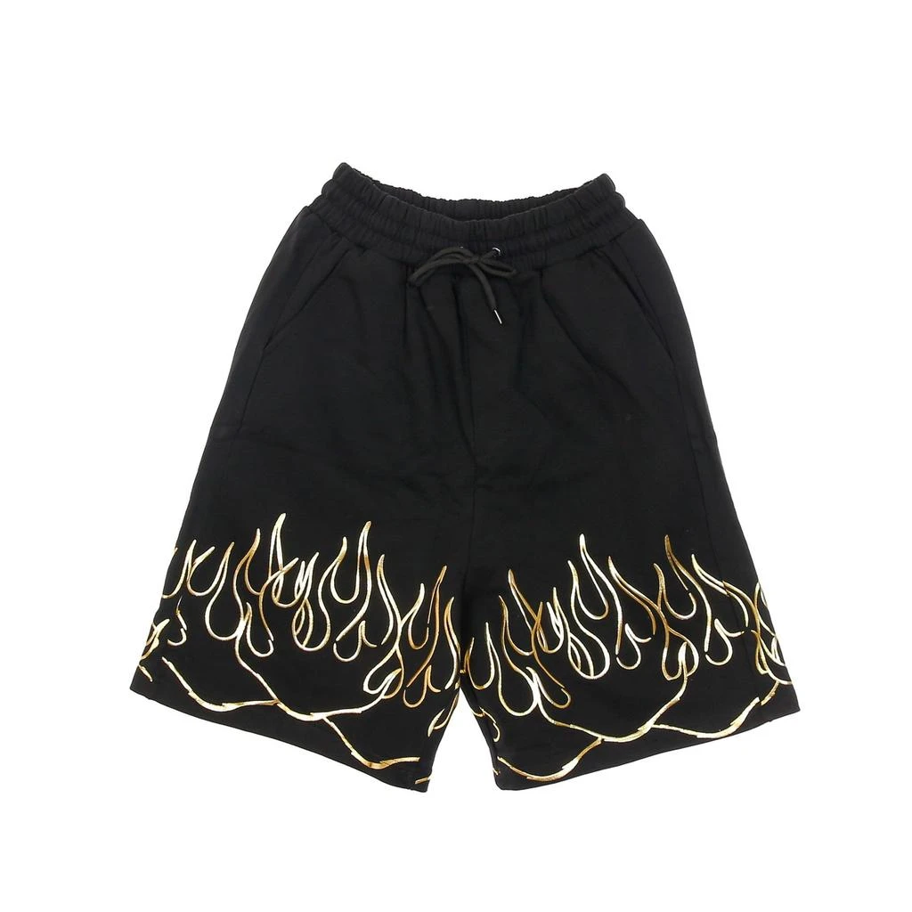 IHS Short Tracksuit Pants Men 3d Print Flames Shorts Black 1