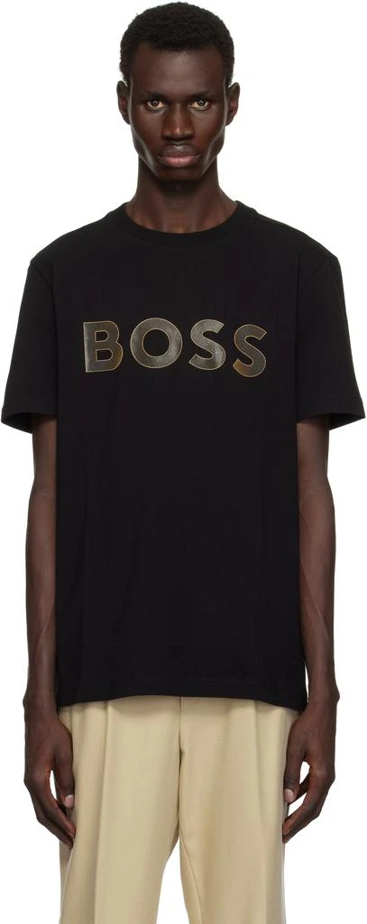 Hugo Boss Black Stretch-Cotton Large Logo T-shirt 1