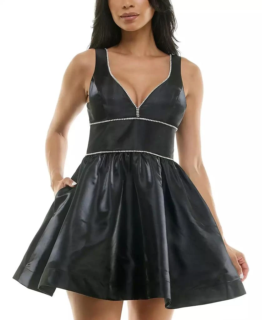 B Darlin Juniors' Shimmer Fit & Flare Dress 1
