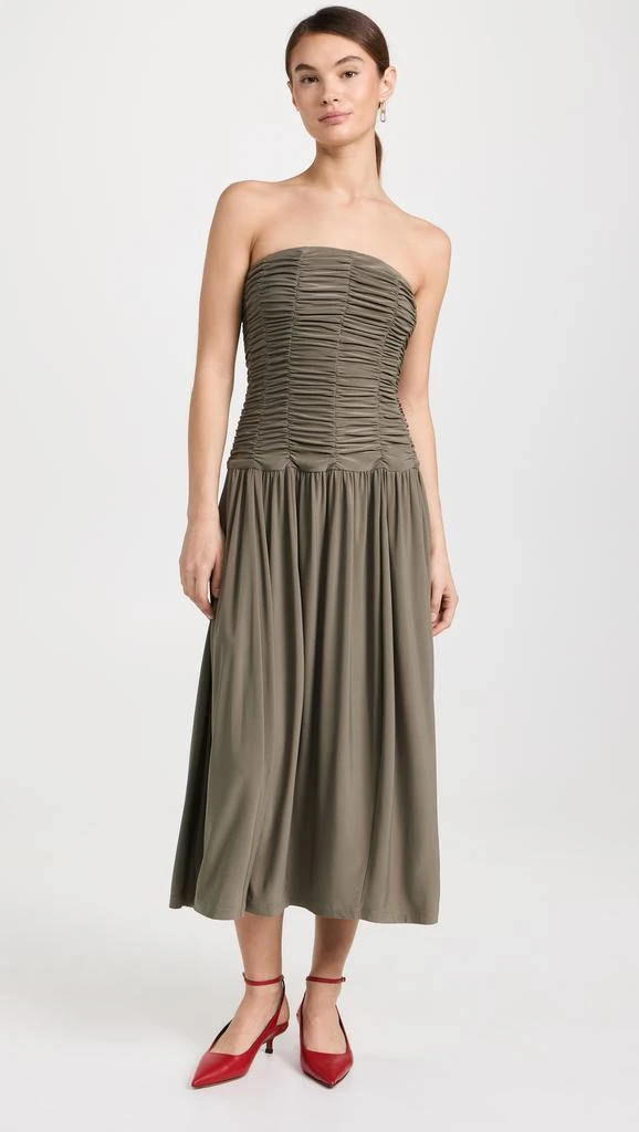 Tibi Drapey Jersey Ruched Strapless Dress 6