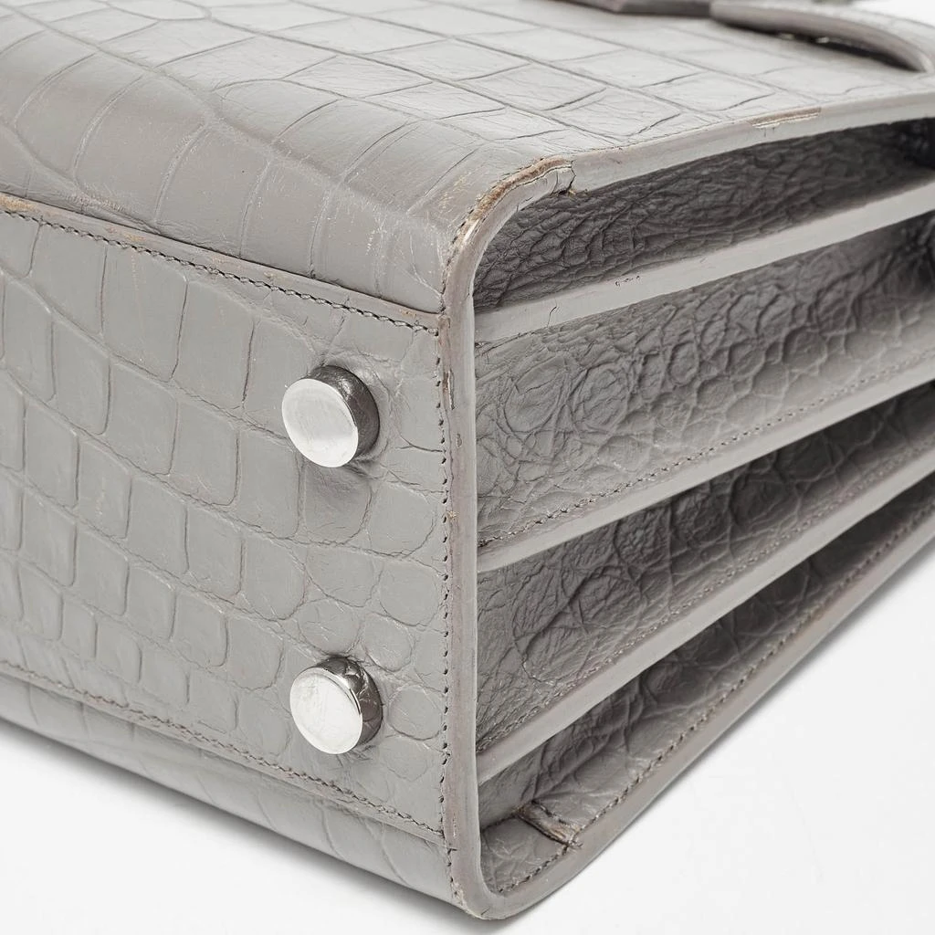 Yves Saint Laurent Saint Laurent Grey Croc Embossed Leather Nano Classic Sac De Jour Tote 21