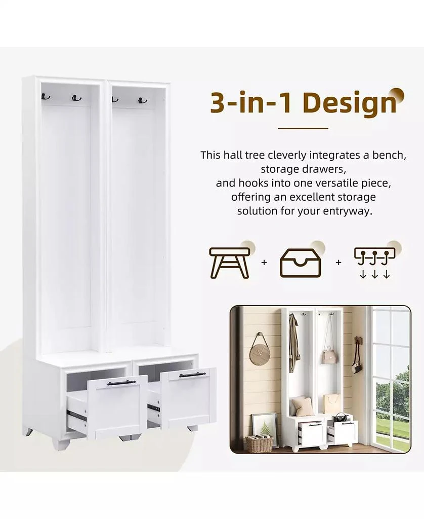 Streamdale Furniture Hall Tree Set of 2 - Entryway Coat Rack 
Bench 3