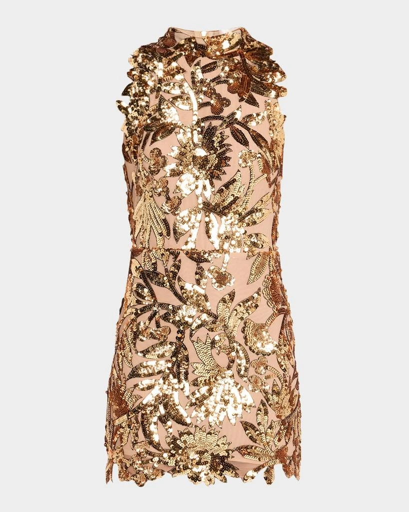 BRONX AND BANCO Dahlia Halter Sequin Floral Mini Dress 1