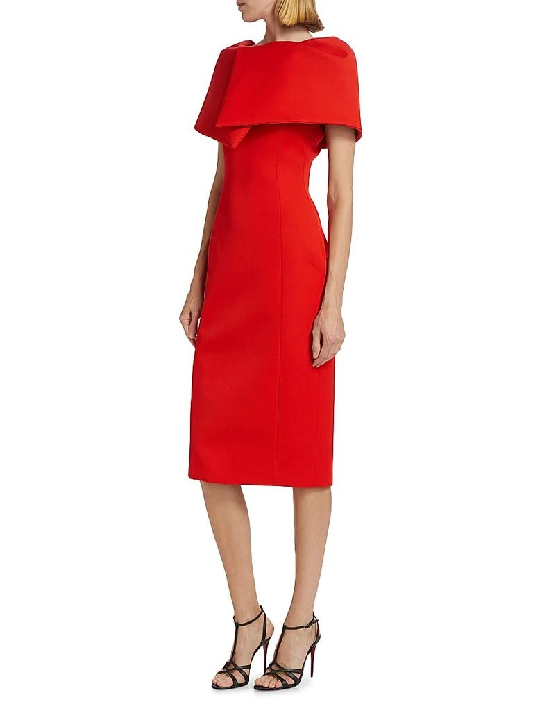 Oscar de la Renta Wool-Blend Wrap Capelet Midi-Dress 4