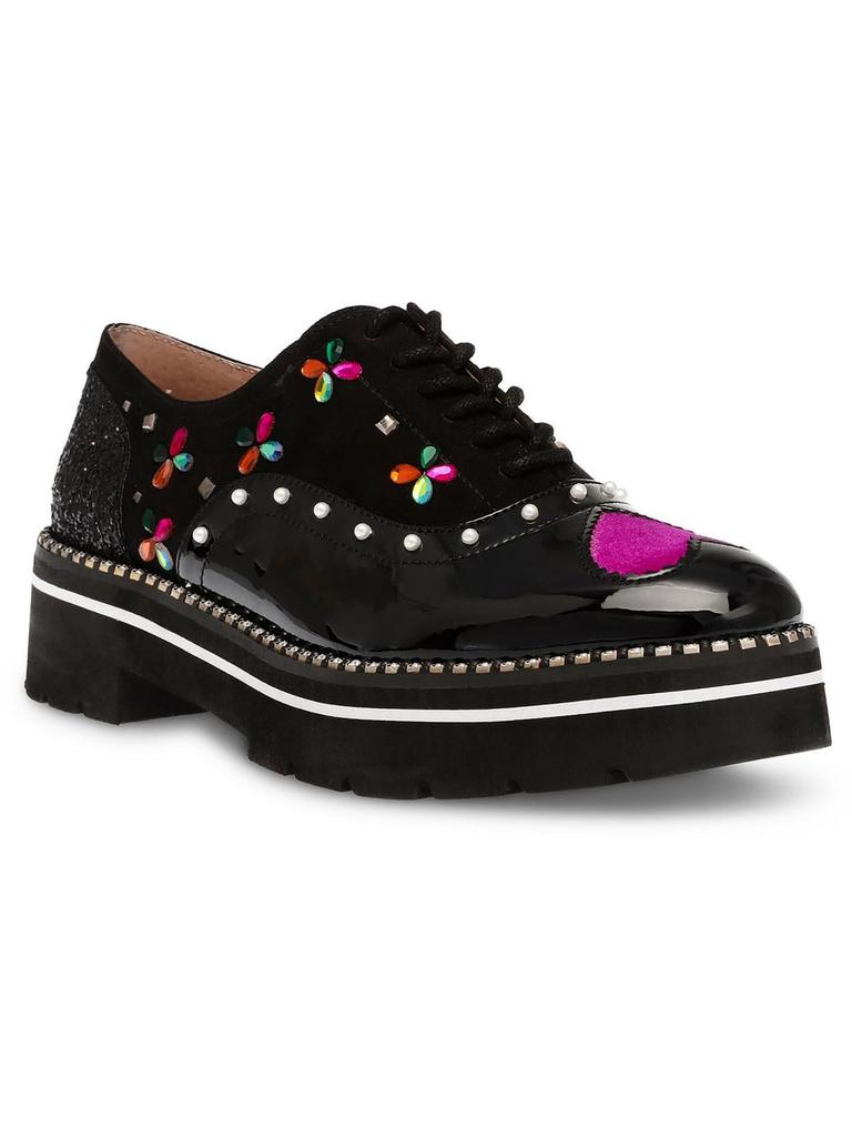 Betsey Johnson PIXXY Womens Patent Embellished Loafers