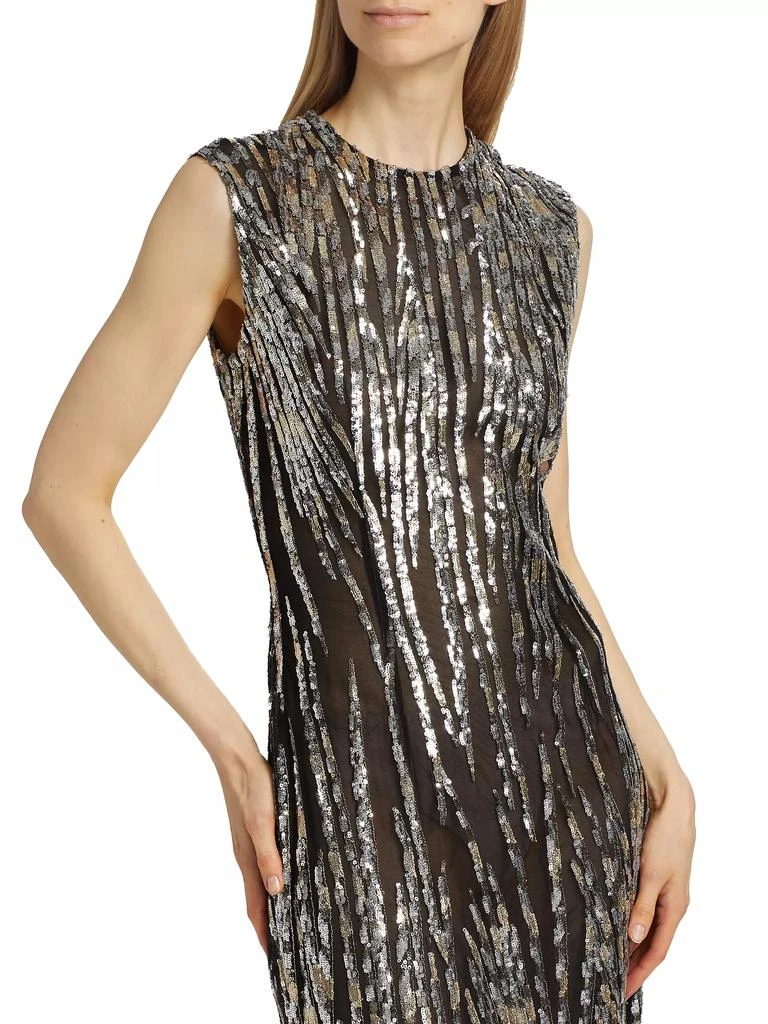 REEM ACRA Sequin Tulle Sleeveless Midi-Dress 6