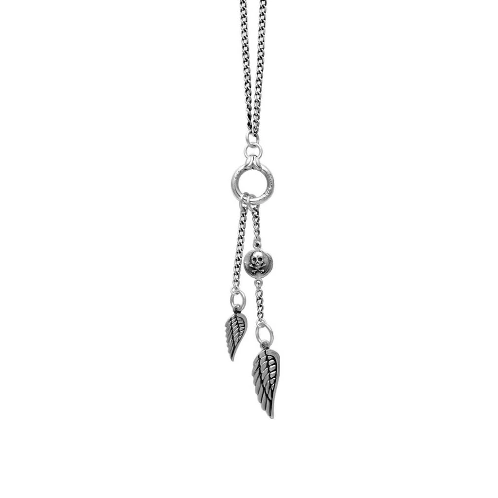King Baby King Baby Studio - Women's Fine Curb Necklace With Sliver Ring And Wing Drops