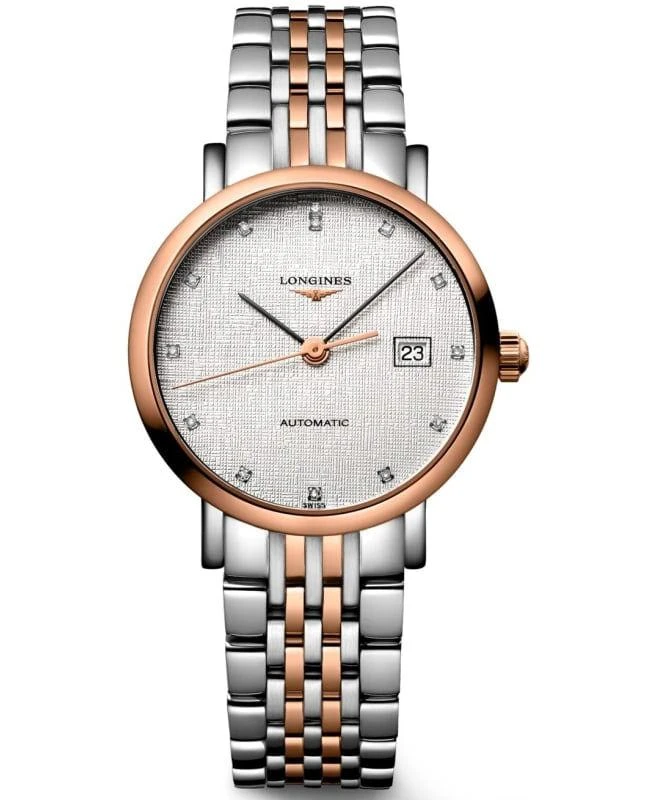 Longines Longines Elegant Collection Silver Diamond Dial Steel and Rose Gold Women's Watch L4.310.5.77.7 1