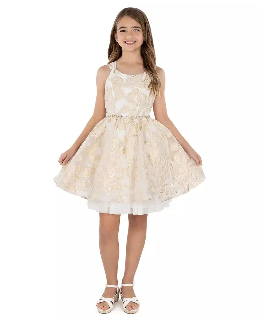 Speechless Big Girls Golden Jacquard Fit and Flare Dress 1