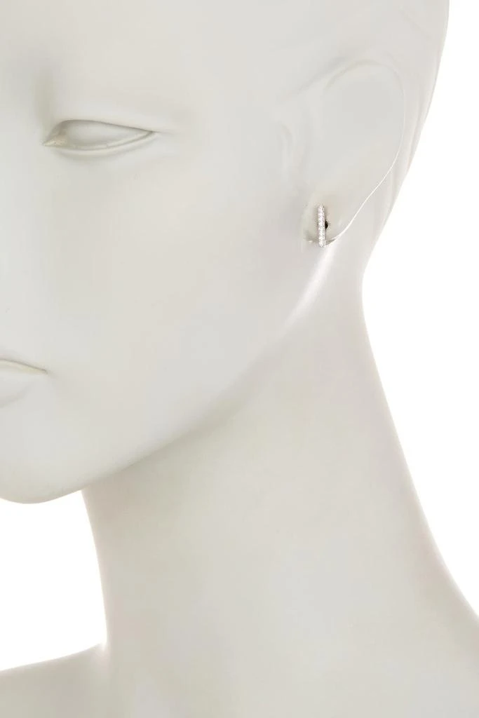 ADORNIA White Rhodium Plated Swarovski Crystal Accented Bar Stud Earrings 3