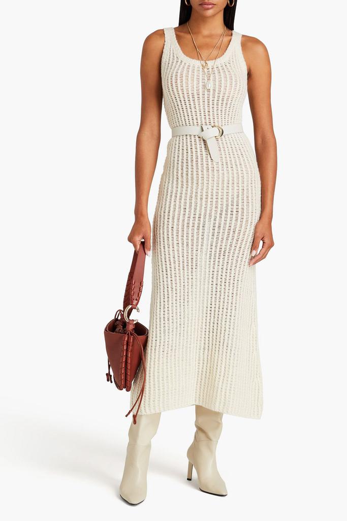 Chloé Open-knit wool, silk and cashmere-blend midi dress